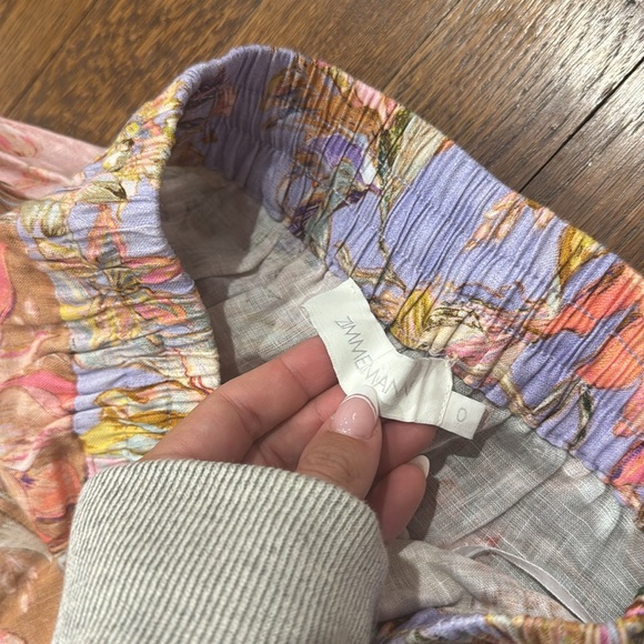 ZIMMERMANN Cira Printed Linen Straight Pants In Multicolore - Picture 4 of 6